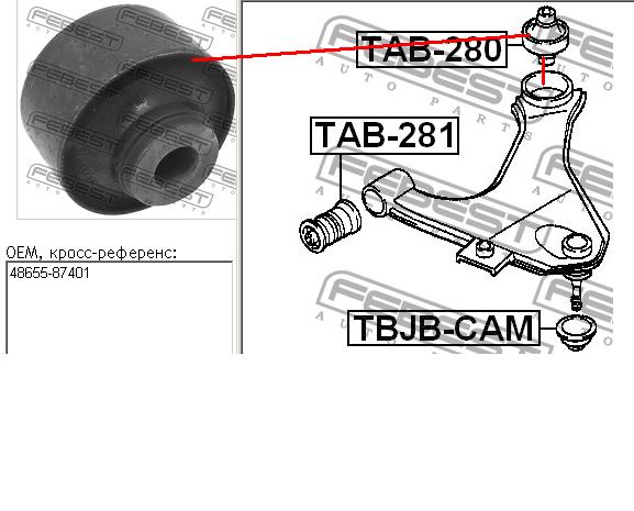 TAB-280 Febest silentblock de suspensión delantero inferior