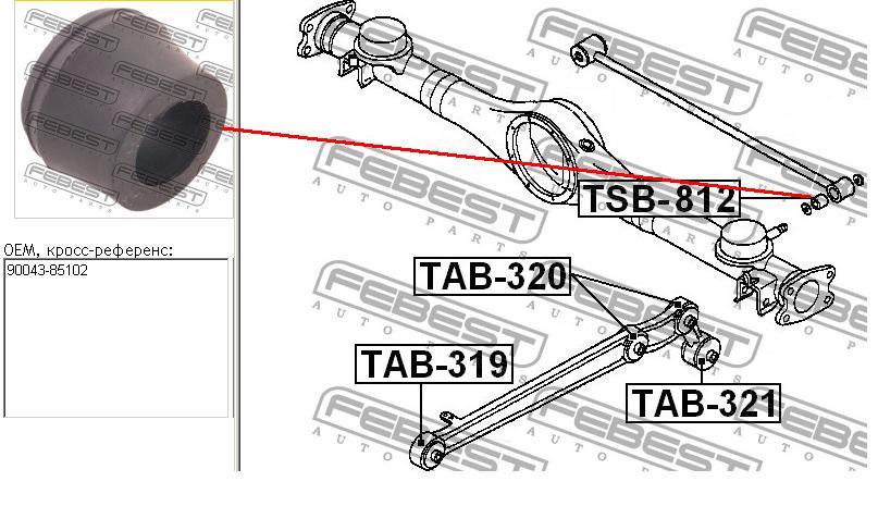 Suspensión, barra transversal trasera, exterior TSB812 Febest