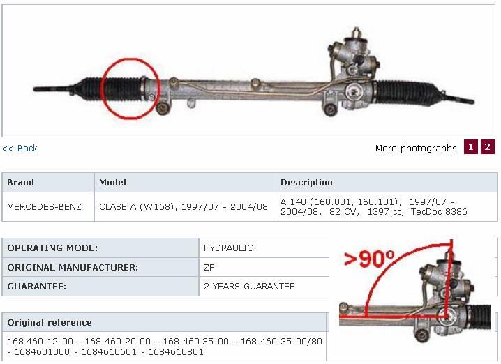 1684602000 Mercedes cremallera de dirección