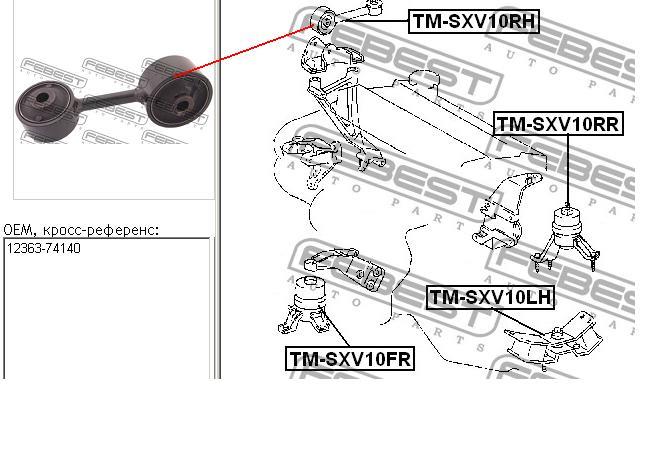 TM-SXV10RH Febest soporte de motor derecho