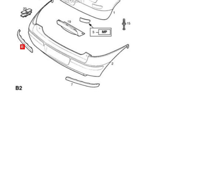 555796-7 Polcar soporte de guía para parachoques delantero, izquierdo