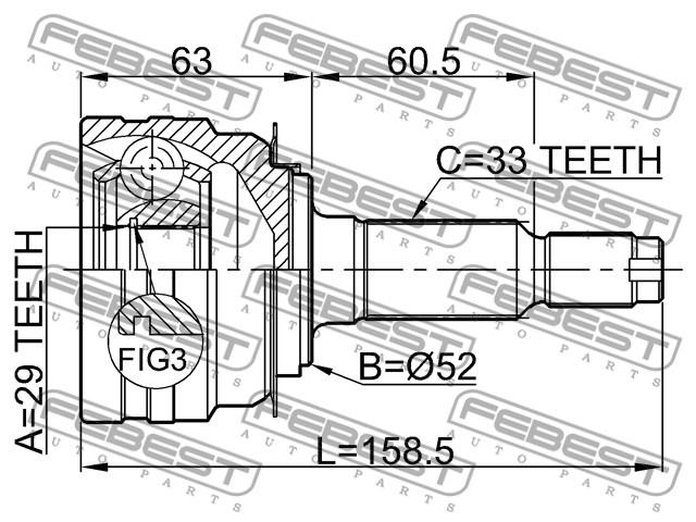 1110J150 Febest junta homocinética exterior delantera