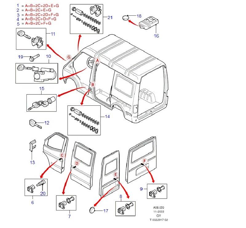  Juego de cilindros de cierre, cerradura de encendido para Ford Transit V184/5