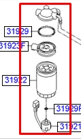 319702W000 Hyundai/Kia filtro combustible