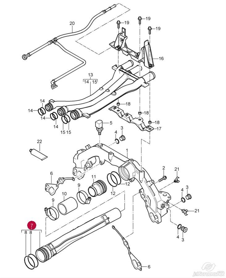 Manguera (conducto) del sistema de refrigeración 94810604905 Porsche