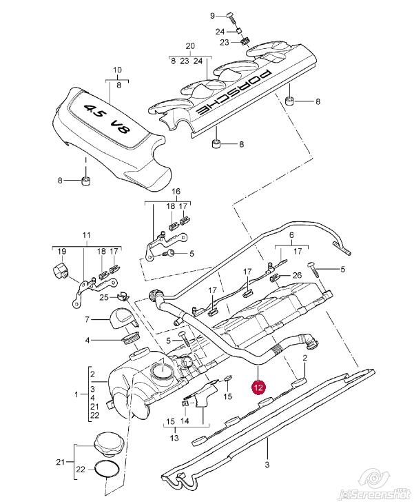 94810721502 Porsche tubo de ventilacion del carter (separador de aceite)