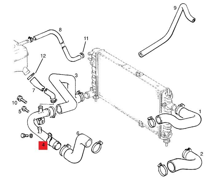 1336080 Opel manguera refrigerante para radiador inferiora