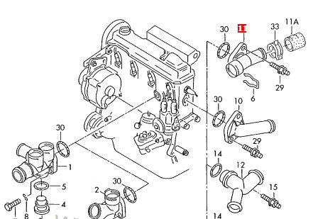 T404755 STC brida del sistema de refrigeración (triple)