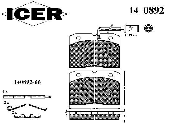 140892 Icer pastillas de freno delanteras