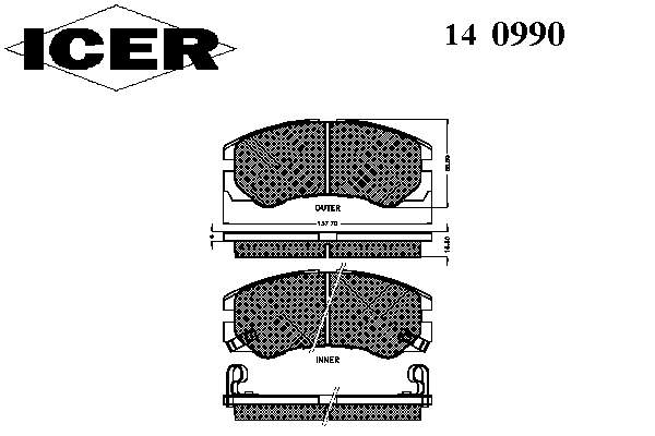 140990 Icer pastillas de freno delanteras