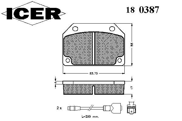 180387 Icer pastillas de freno delanteras