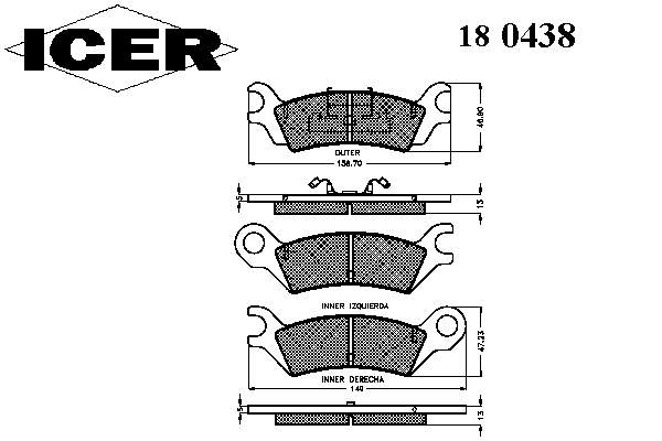 180438 Icer pastillas de freno traseras