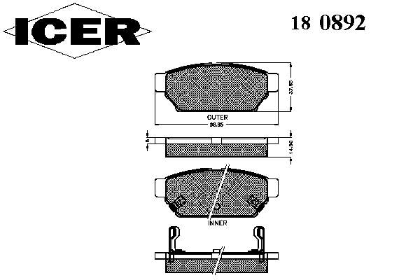 180982 Icer pastillas de freno traseras