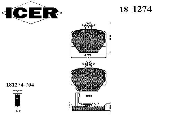 181274 Icer pastillas de freno delanteras