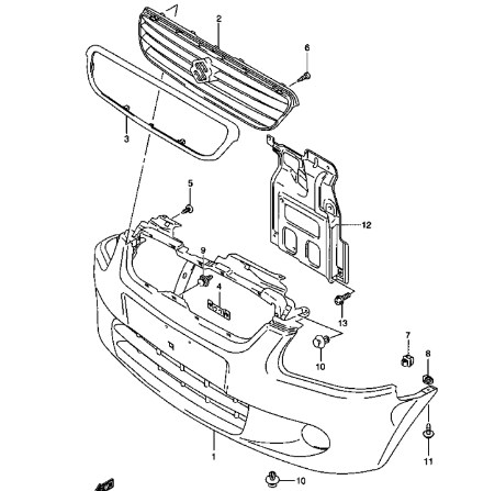  Parachoques delantero para Suzuki Wagon R+ MM