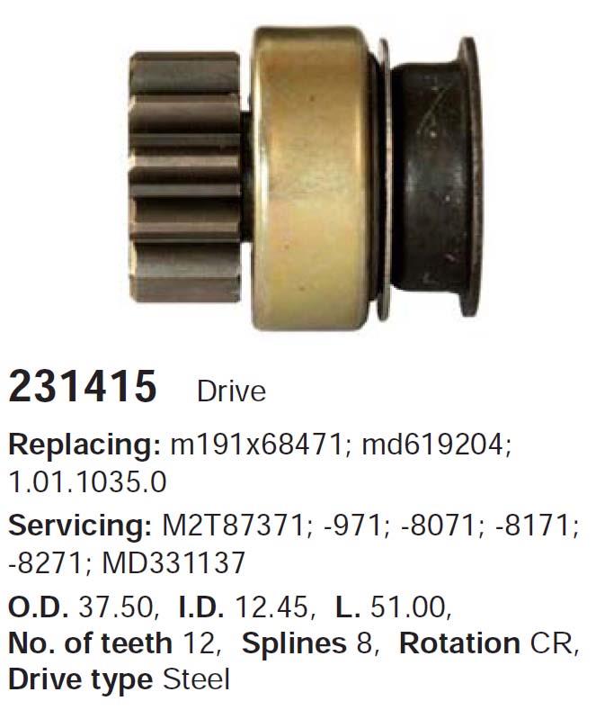 231415 Cargo bendix, motor de arranque