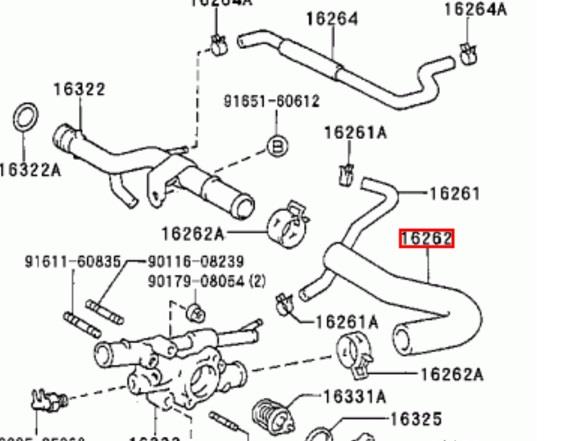  Conducto refrigerante, bomba de agua, de tubo de agua a refrigerador aceite para Toyota Starlet 2 