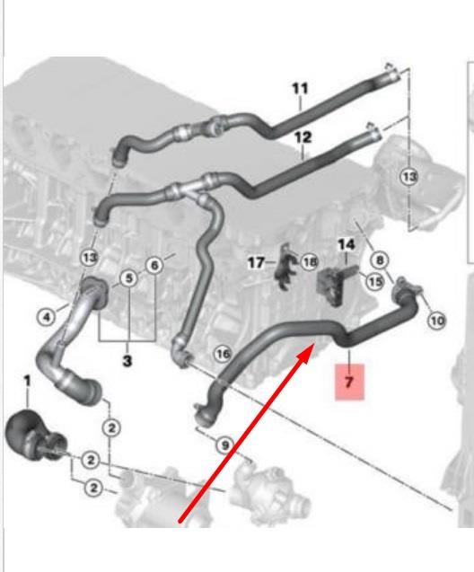 11537550062 BMW tubo de refrigeración, termostato