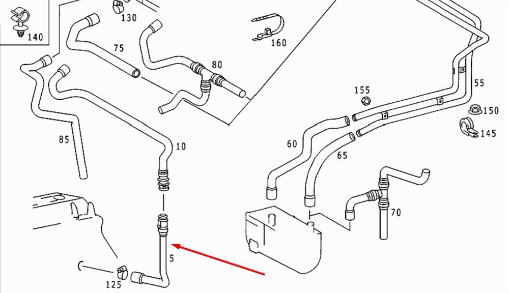 9018322923 Mercedes tubería de radiador, alimentación