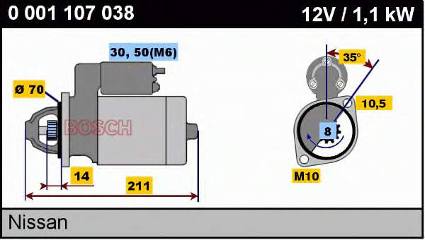 0001107038 Bosch motor de arranque