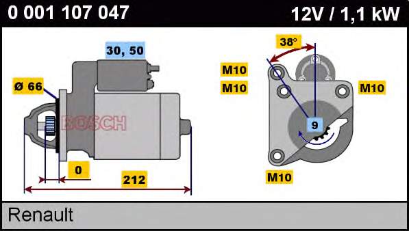 0001107047 Bosch motor de arranque