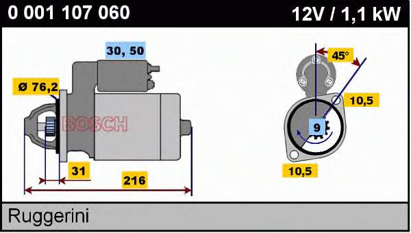 0001107060 Bosch motor de arranque