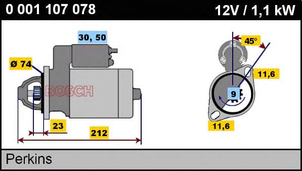 0001107078 Bosch motor de arranque