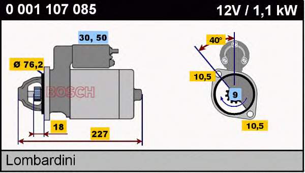 0001107085 Bosch motor de arranque