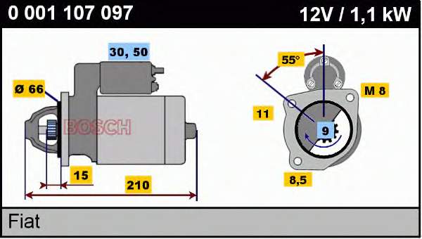 0001107097 Bosch motor de arranque