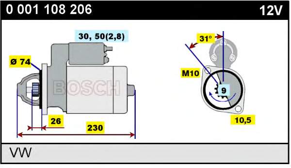 Motor de arranque 3W0951603A Bentley