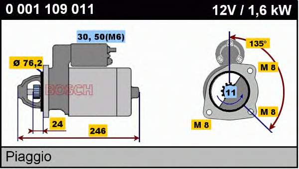 0001109011 Bosch motor de arranque