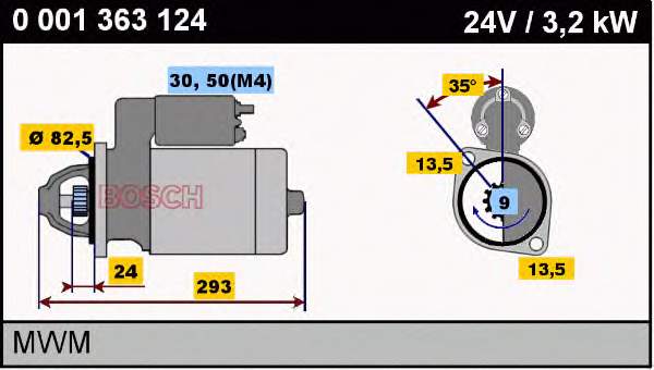 0001363124 Bosch motor de arranque