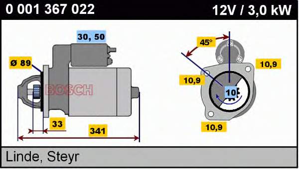 Motor de arranque 0001367022 Bosch