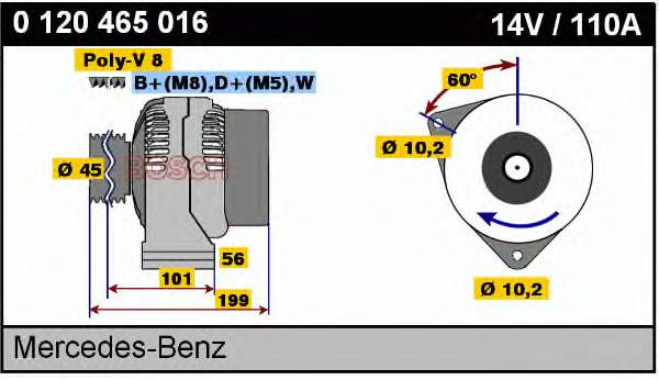 0120465016 Bosch alternador