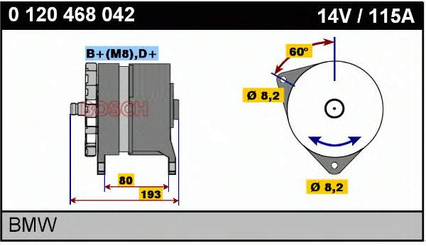 Alternador 0120468042 Bosch