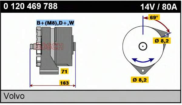 Alternador 0120469788 Bosch