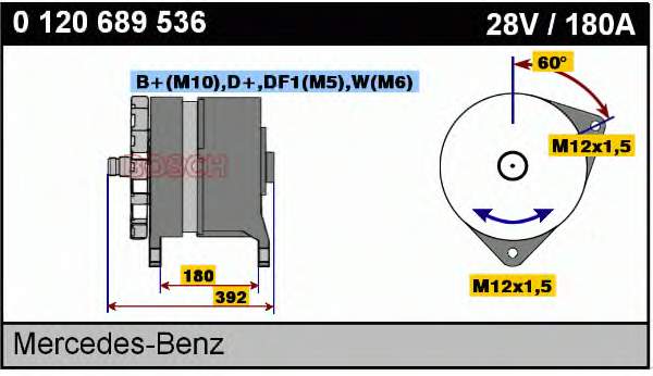 Alternador 0120689536 Bosch