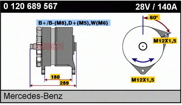 Alternador A009154720280 Mercedes