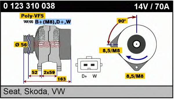 0123310038 Bosch alternador