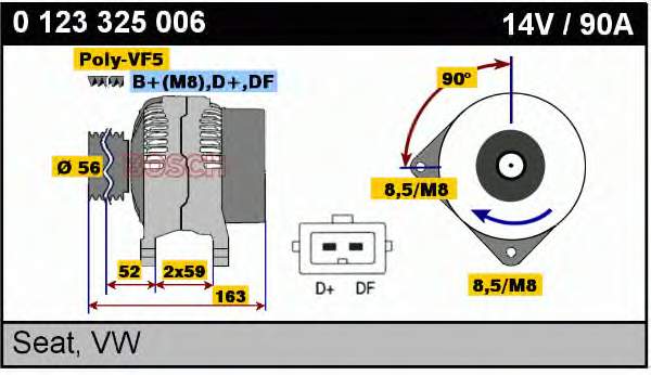 Alternador 0123325006 Bosch