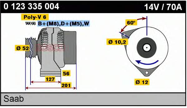 0123335004 Bosch regulador de rele del generador (rele de carga)