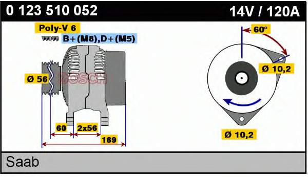 0123510052 Bosch alternador