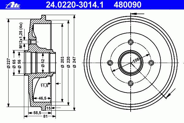 Freno de tambor trasero TA0609C Japan Parts