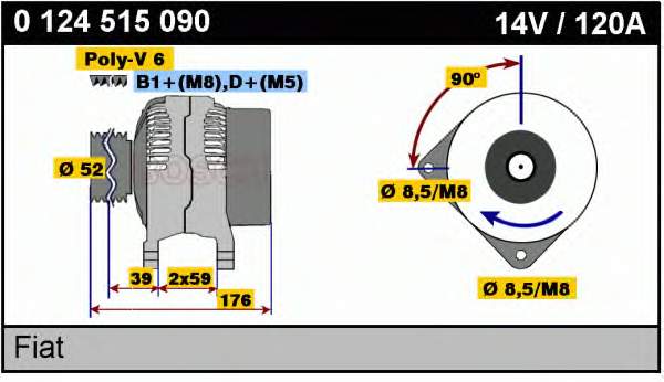 Alternador 0124515090 Bosch