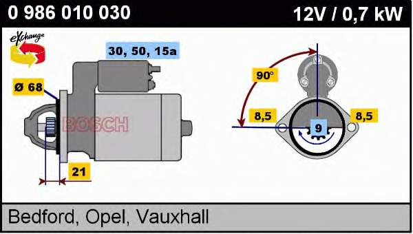 0986010030 Bosch motor de arranque