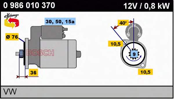 Motor de arranque 0986010370 Bosch