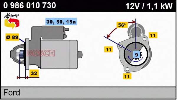 0986010730 Bosch motor de arranque