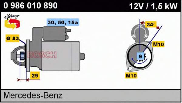 0986010890 Bosch motor de arranque