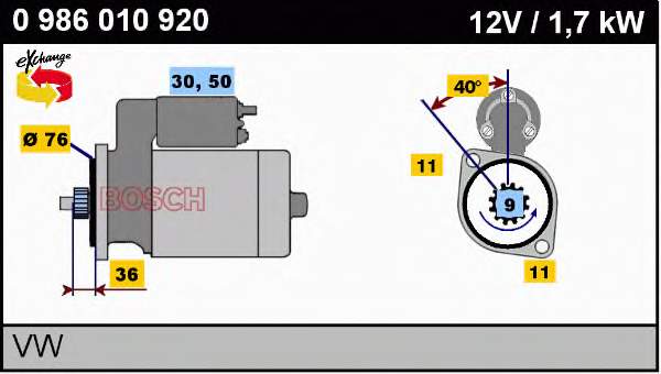 0986010920 Bosch motor de arranque