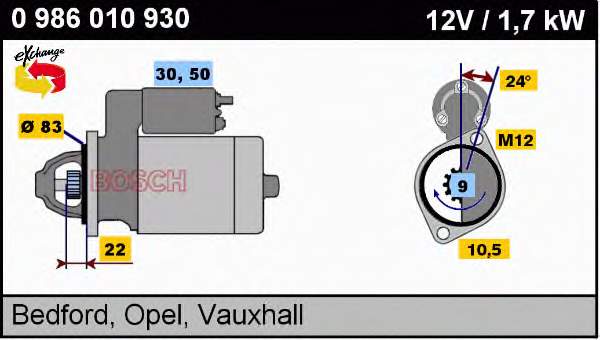 0986010930 Bosch motor de arranque